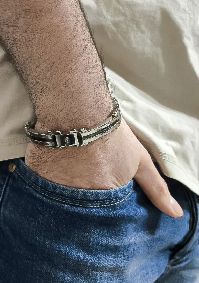 Χειροπέδα, βραχιόλι ανδρικό από ανοξείδωτο ατσάλι, 23 εκατοστά, TRIBUTE, 0230367001